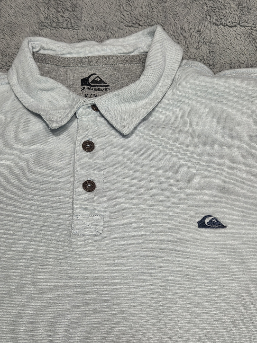 Quiksilver Men's Light Blue Polo Shirt with Button Placket - Picture 6 of 11